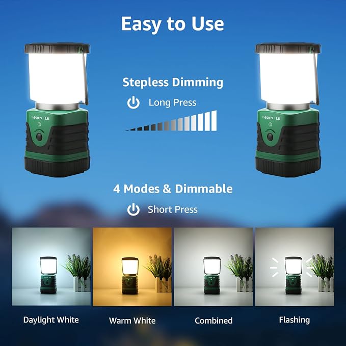 Lighting EVER 1000LM LED Camping Lantern Rechargeable, 4400mAh Power Bank - Image 3