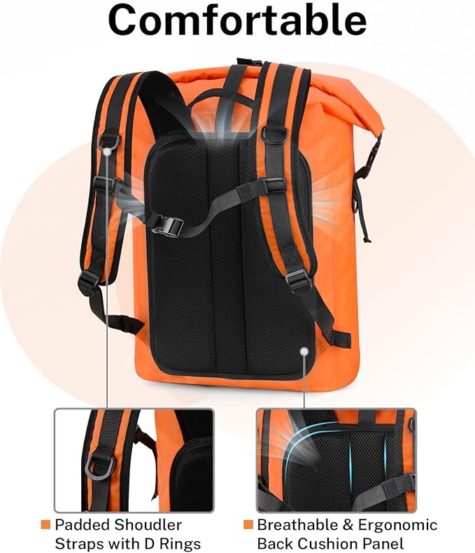 Gonex Ultralight Waterproof TPU Backpack, 35L Roll Top Dry Bag - Image 4