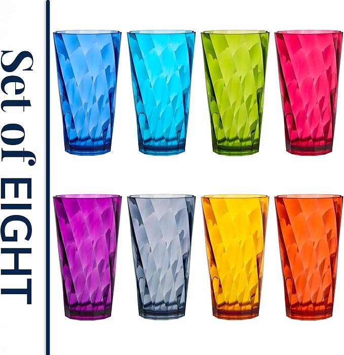 US Acrylic Optix Plastic Reusable Drinking Glasses 20oz Water Cups in Jewel - Image 8