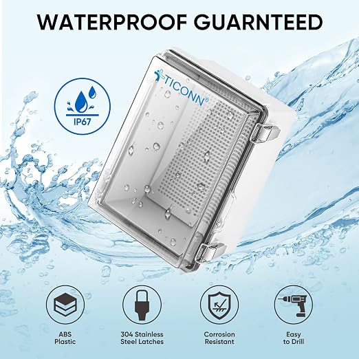 TICONN Outdoor Electrical Box Waterproof, Junction Box IP67 ABS Plastic - Image 2