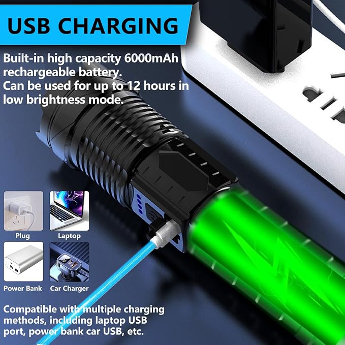 Rechargeable LED Flashlights, 000 Lumens Super Bright Handheld FlashLight - Image 6