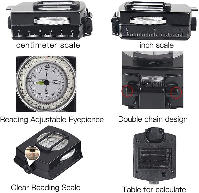 COSTIN Multifunctional Compass, Metal Military Waterproof High Accuracy Compass - Image 3
