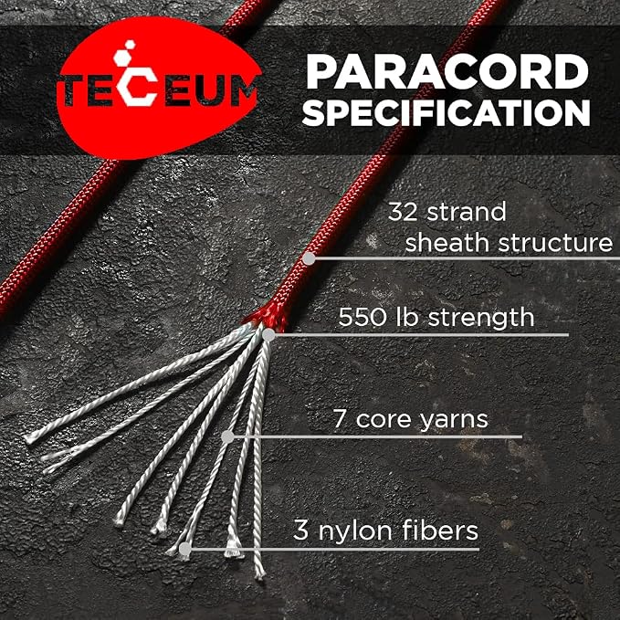 TECEUM 5/32" Paracord Rope 1000 – 1000ft / 200ft / 100ft / 50ft – Tactical - Image 2