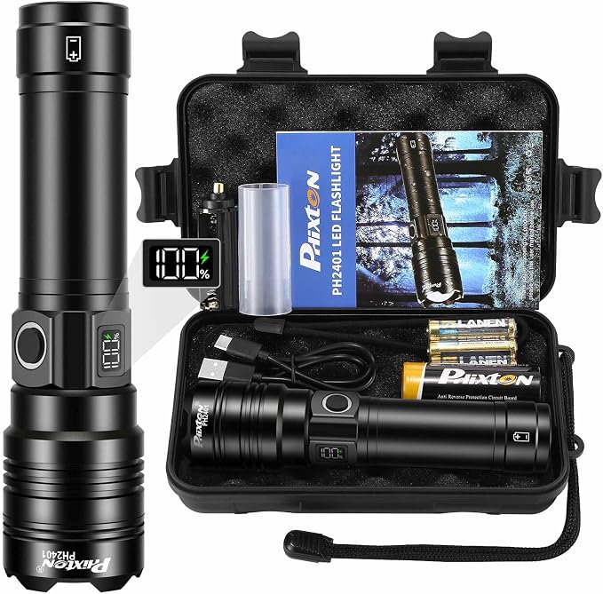 PHIXTON Rechargeable Flashlights 100000 High Lumens Long Range 3280 FT by PHIXTON