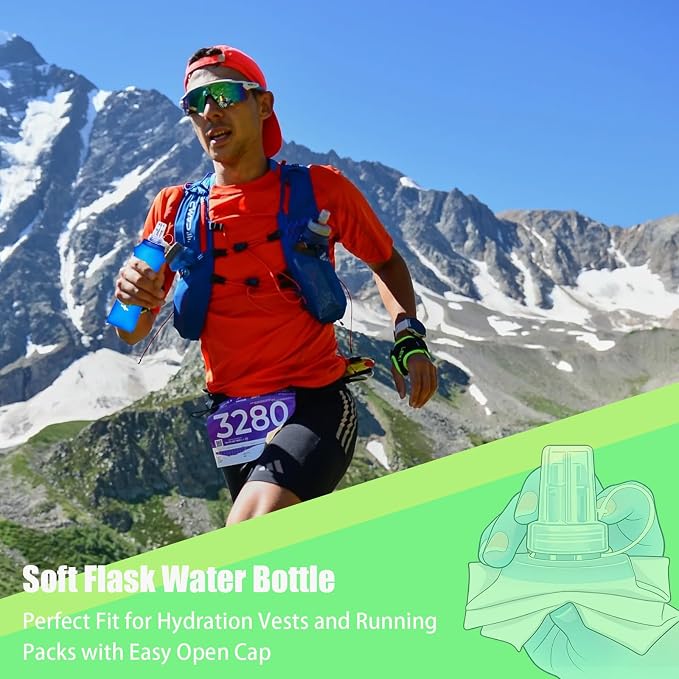 2PCS Running Vest Soft Flask, BPA-Free Soft Flasks 17oz/500ml TPU Collapsible - Image 4
