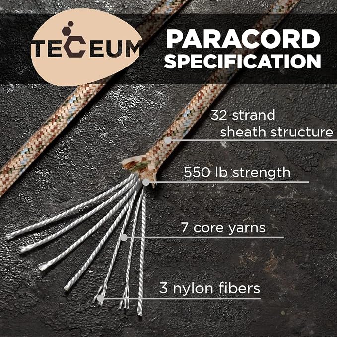 TECEUM Reflective Paracord Rope 1000 – 1000ft/200ft/100ft/50ft – 40+ Colors – - Image 2