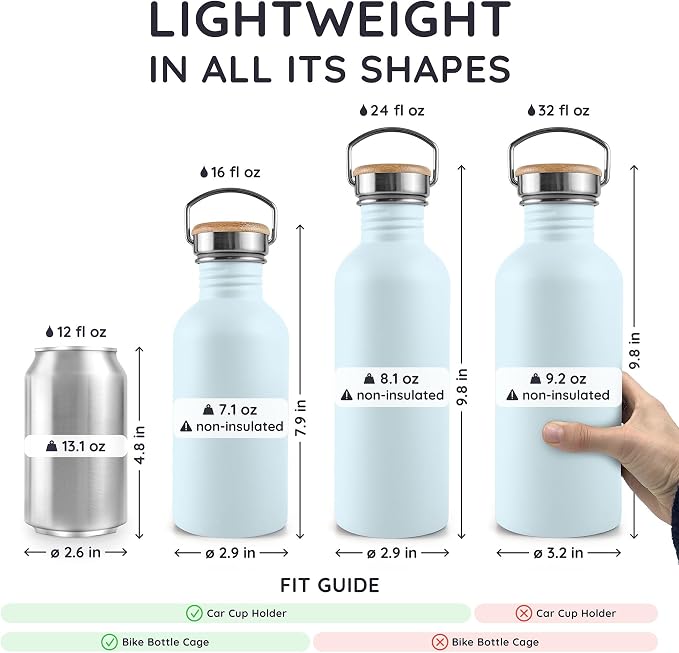 Bambaw 500 ml Stainless Steel Water Bottle, Non-Insulated, 50 cl Children's - Image 5