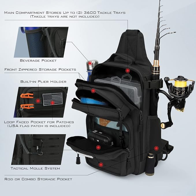 KastKing BlowBak Tactical Sling Tackle Bag-Lightweight Fishing Backpack Storge - Image 5