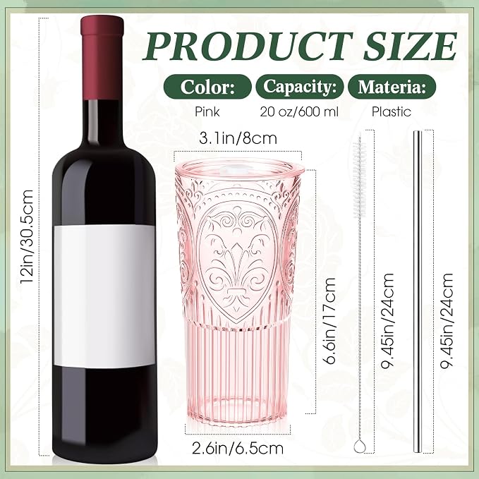 4 Set 20oz Vintage Plastic Tumbler - Image 2