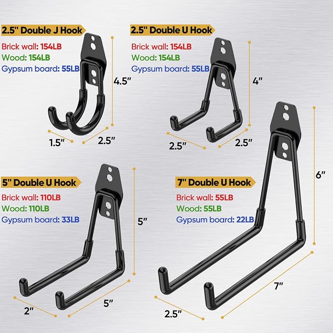 TICONN 12 Pack Heavy Duty Garage Hooks, Steel Utility Wall Storage Hooks - Image 3