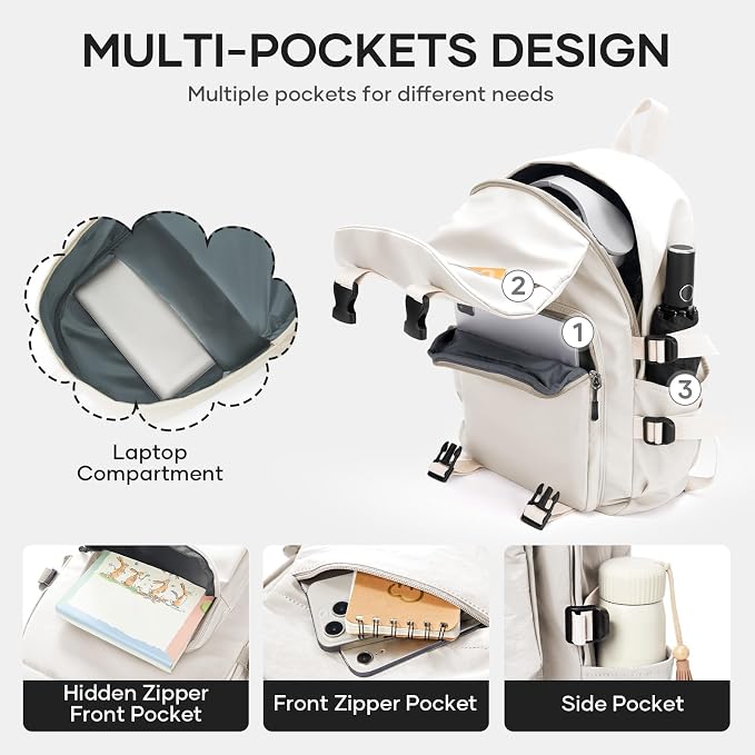 coowoz Lightweight School Bag Casual Daypack College Laptop Backpack - Image 4
