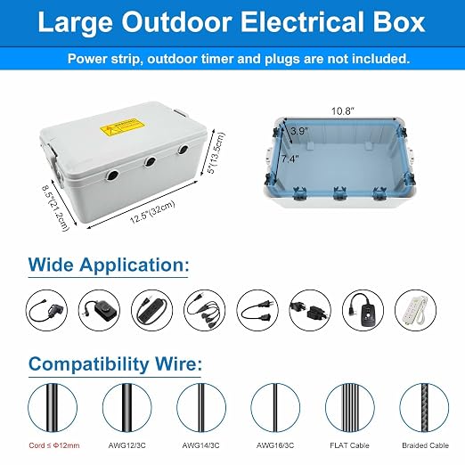 NineLeaf Large Outdoor Electrical Box Waterproof, IP54 Weatherproof Extension - Image 5