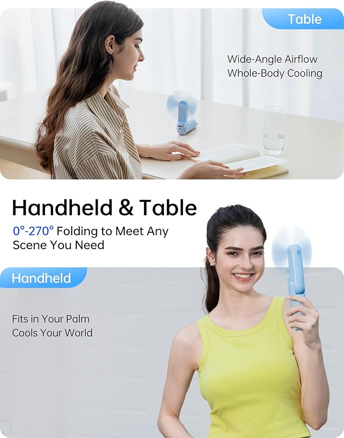 JISULIFE Handheld Fan with 4500 mAh Powerbank Max 40 Hours Runtime, Pocket - Image 4