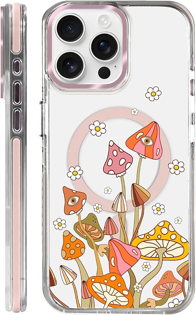 Case for iPhone 14 Pro, Retro Mushroom Sunflower Phone Case Design，for Women by Toulas