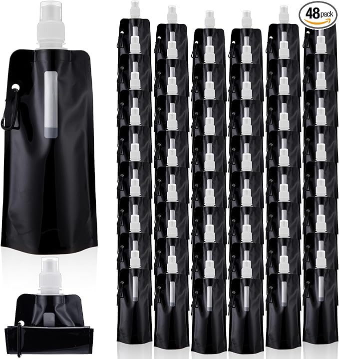 Teenyyou 48 Pack Collapsible Water Bottles Bulk 16oz Foldable Water Bottles by Teenyyou