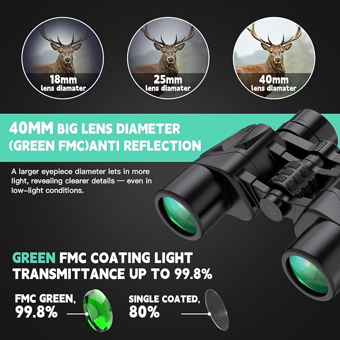 6-16x40 HD Zoom Binoculars for Adults, High Powered, Large View, BAK4 Prism - Image 6