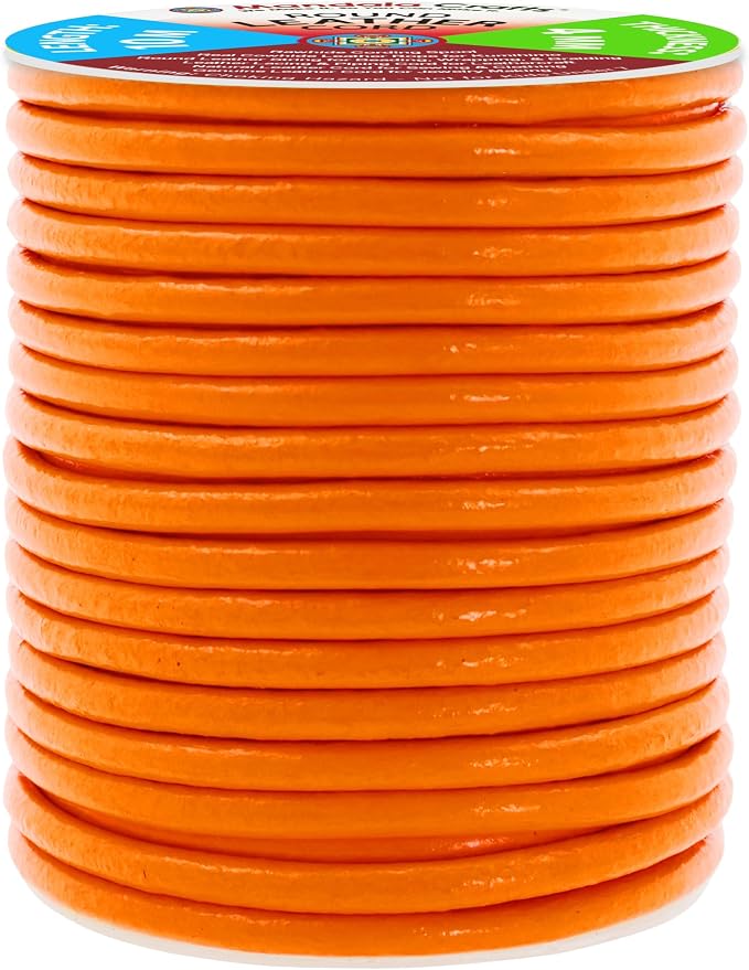 Mandala Crafts Round Genuine Orange Leather Cord - Image 2