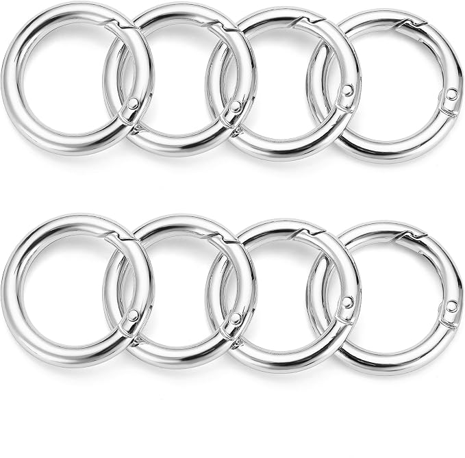 Gkeygo Key Ring Clip, 1 Inch Keychain Rings, 8 Pack Round Carabiner Clip - Image 7