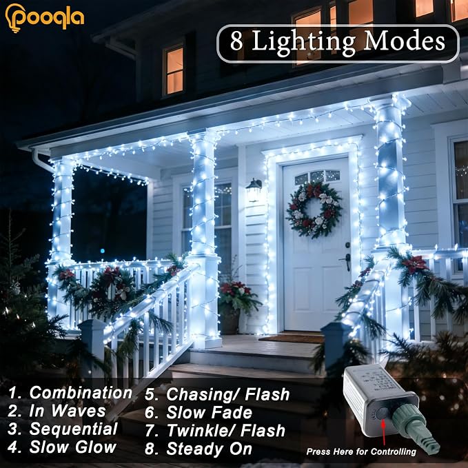 Cool White String Lights Outdoor Christmas Decoration, 66 ft 200 LED Christmas - Image 2
