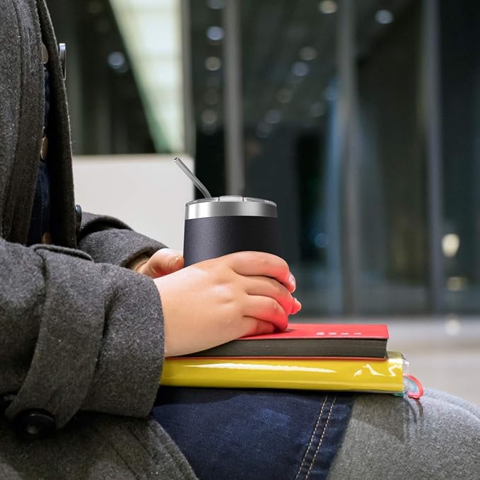 12oz Wine Tumbler with Lid With straw Stainless Steel Wine Tumbler Cups Double - Image 4