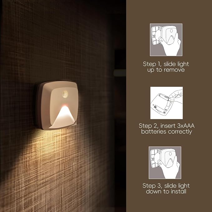 innofox 10-Pack Stick-on Motion Sensor Lights, Warm White LED Night Light - Image 7