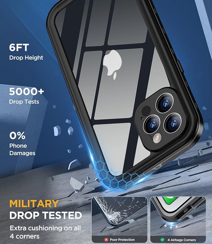 Design for iPhone 12 Pro Max Case Waterproof, Full Body Underwater Dustproof - Image 4