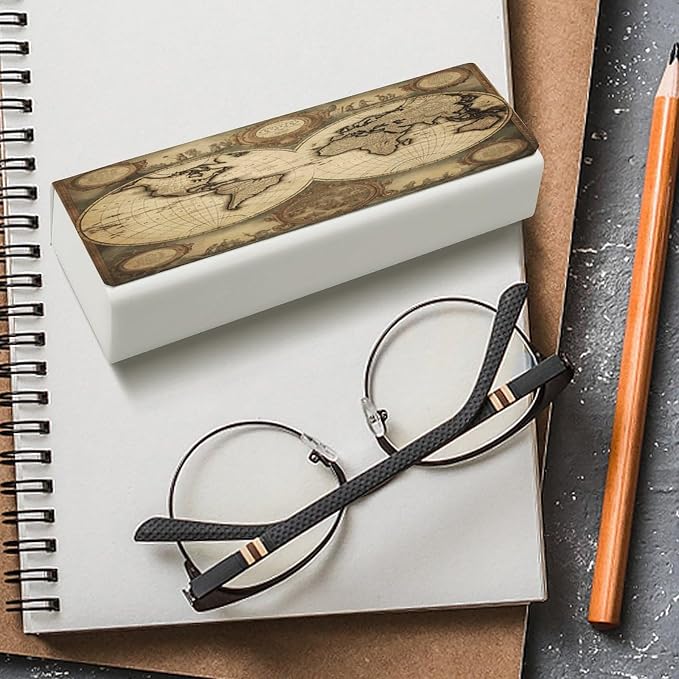 World Map Eyeglass Case Spectacle Case Slim PU Leather Eyeglass Case - Image 4