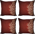 Ambesonne Burgundy Throw Pillow Cushion Case Pack of 4, Floral Swirls Ivy Image by Ambesonne