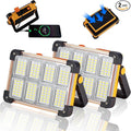 2 Pack 120W Solar Rechargeable Work Light, 144 LED 10000LM Portable Flood Light by YXQUA