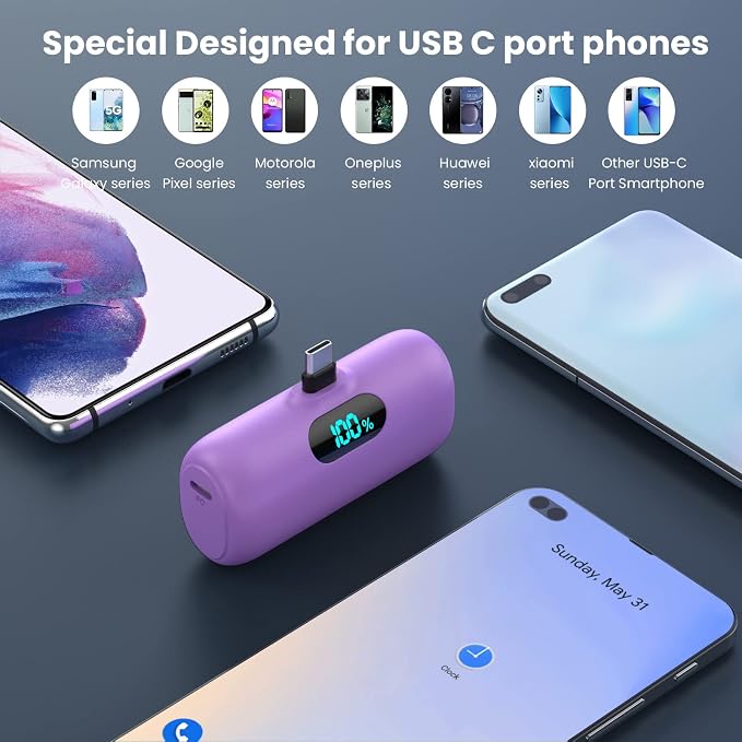 Mini Portable Charger 5000mAh Power Bank, 15w PD USB C Cell Phone Portable Power - Image 3