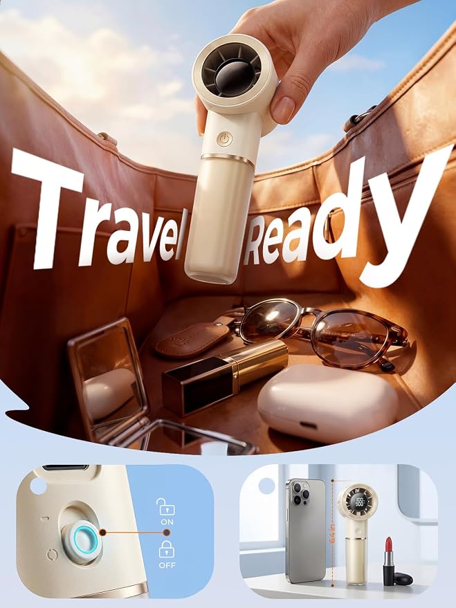 Handheld Portable Fan, 6-Speed Powerful Mini Personal Fan, Rechargeable 5000mAh - Image 5