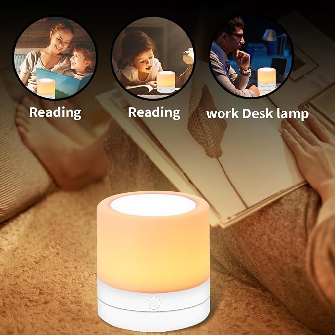 Nursery Night Light for Kids, USB Rechargeable Small Desk Lamp, 13 RGB Colors & - Image 4