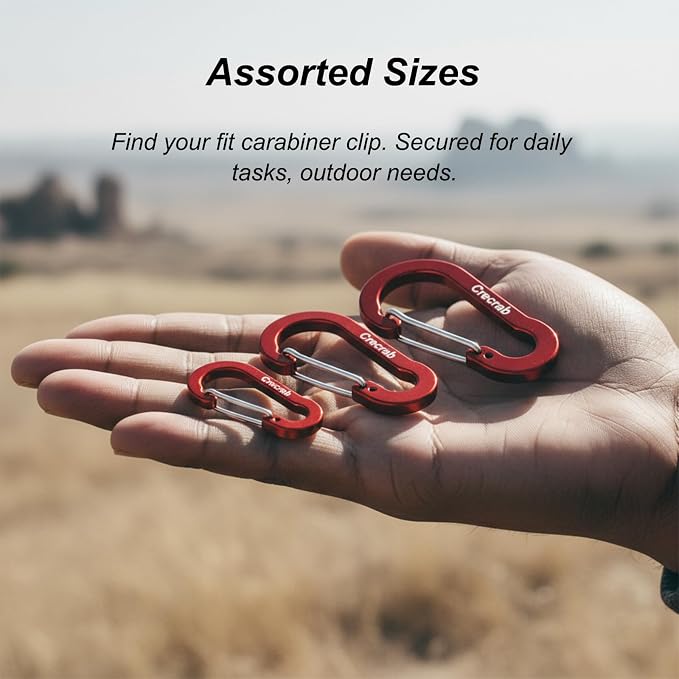 12Pcs Carabiner Clips Assorted Sizes Pack, Includes Small Medium Large - Image 2