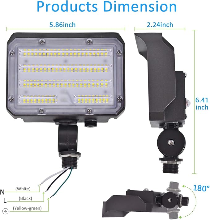 30W LED Flood Light with Knuckle, Outdoor Security Fixture Light with - Image 8