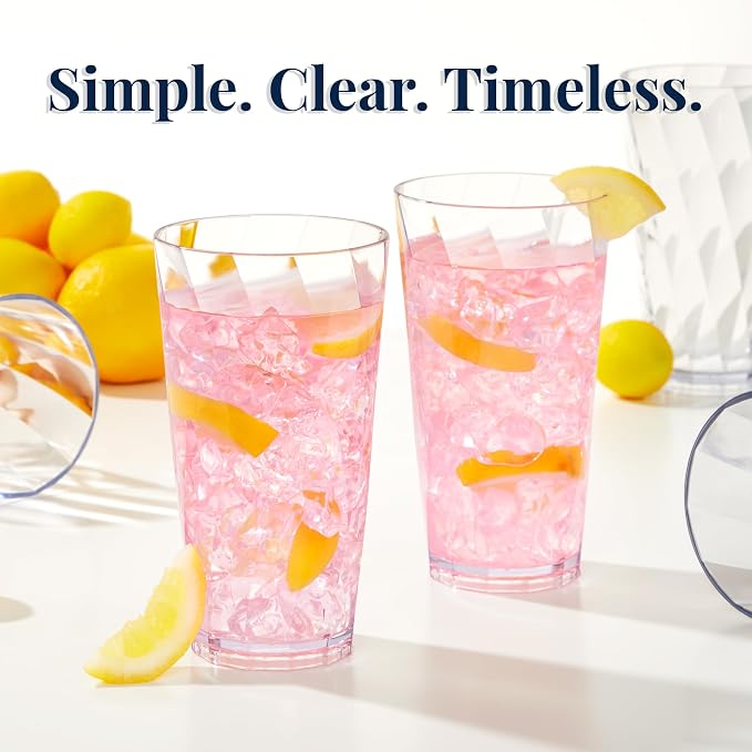 US Acrylic Optix Plastic Reusable Drinking Glasses 20oz Water Cups in Clear | - Image 6
