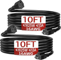 16/3 Short Extension Cord 10 FT 2 Pack, Indoor 3 Prong Power Cable, Suitable by Skrizcable