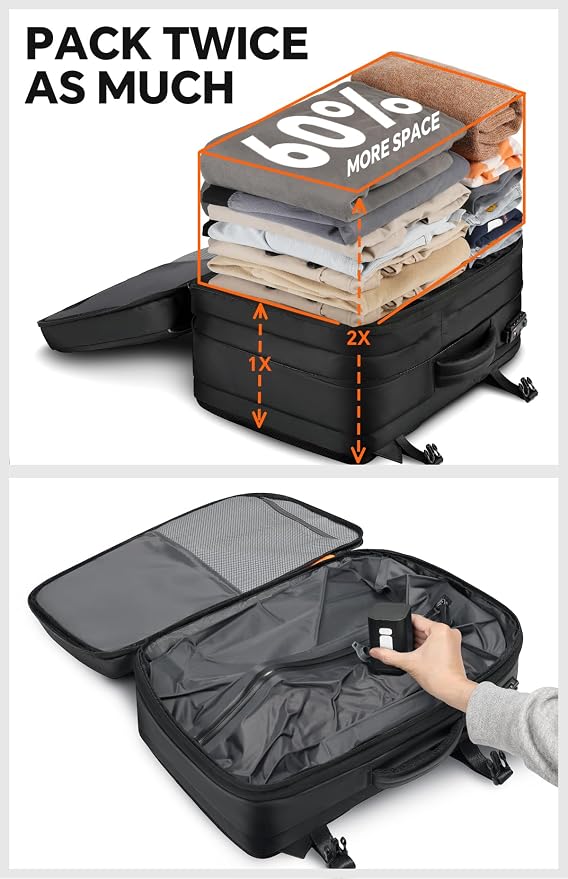 Vacuum Backpack Travel, 70L Expandable Carry On Backpack - Image 7