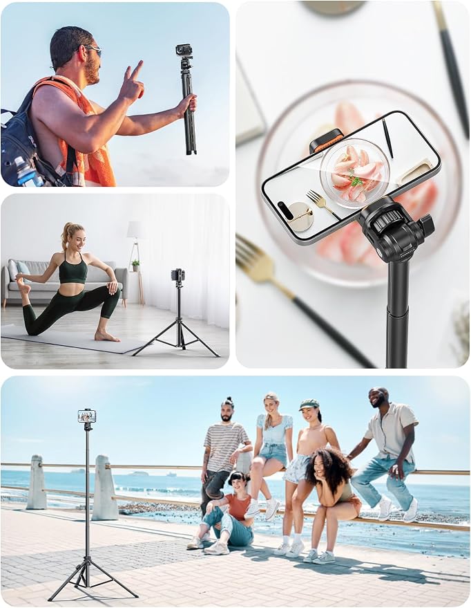 71''/180cm Extendable Phone Tripod Aluminum, Portable Stand - Image 8