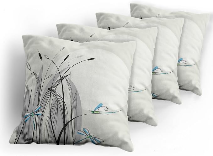 Ambesonne Dragonfly Decorative Throw Pillow Case Pack of 4, Dragonflies on - Image 5