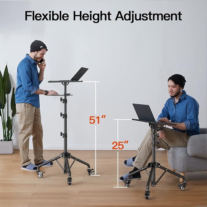 Amada Projector Stand with Wheels, Height Adjustable Rolling Stand with Mouse - Image 4