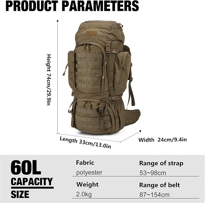 Mardingtop 60L Military Internal Frame Backpack - Image 2
