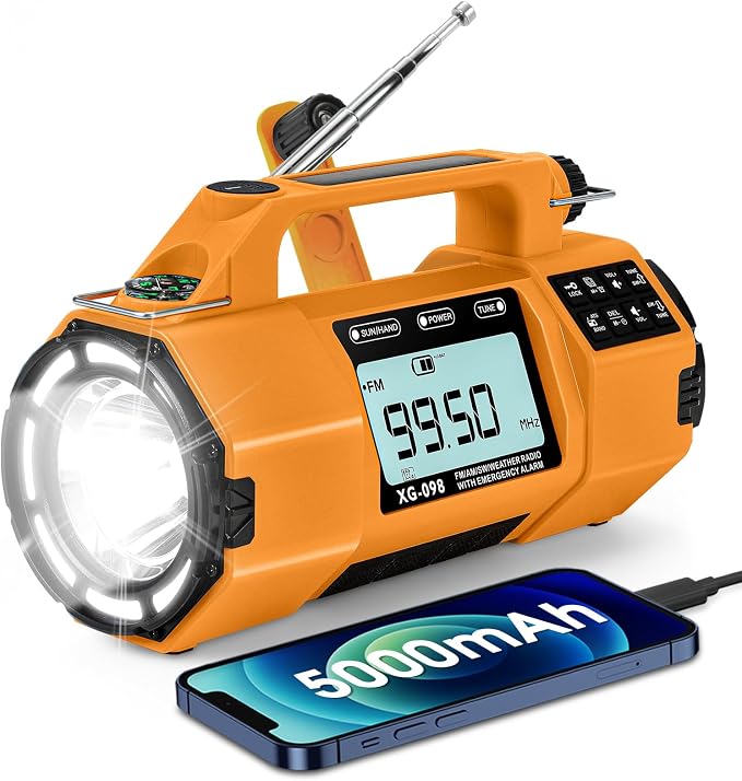 Emergency Radio NOAA Weather Alert FM/AM/SW, Hand Crank Radio by Rckskaya