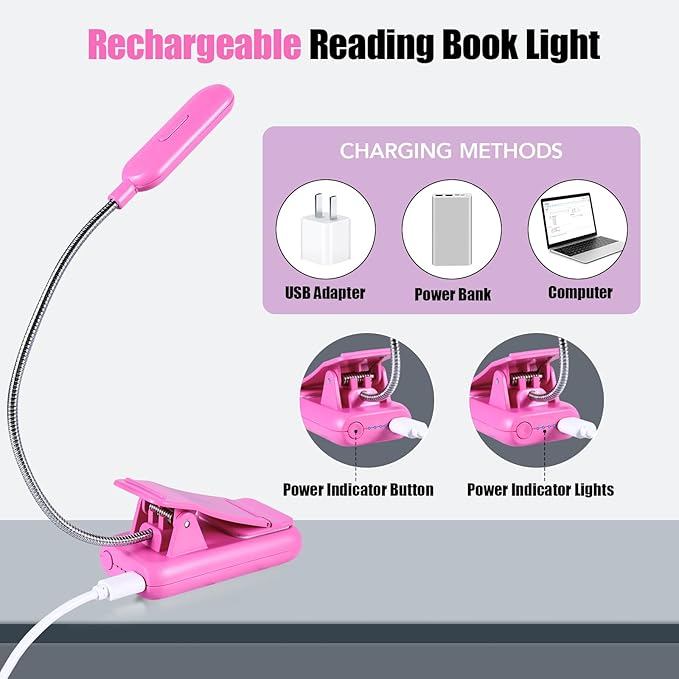 VAVOFO Rechargeable Book Light for Reading in Bed Kids, 7 LED Reading Light - Image 4
