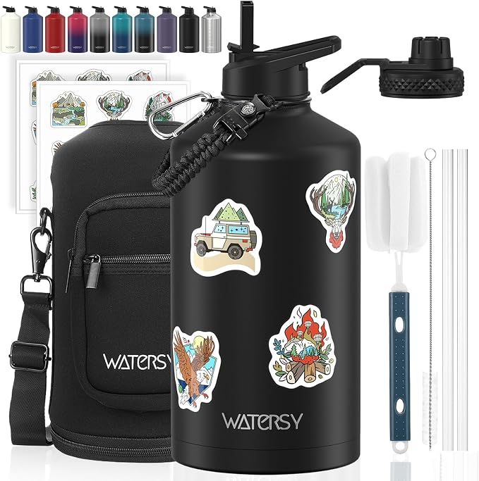 1 Gallon Water Bottle Insulated, BPA Free&Leak Proof, 128oz Stainless Steel by Watersy
