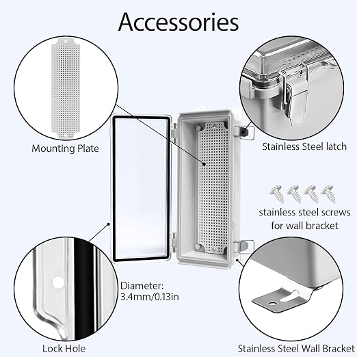 LeMotech Electrical Box, IP67 Waterproof Hinged Clear Cover Stainless Steel - Image 4