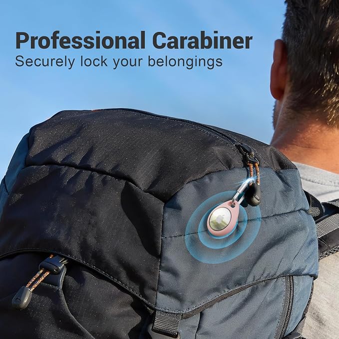 AirTag Holder with 304 Carabiner, 4 Pack IPX8 Waterproof Shockproof PC Hard Case - Image 6