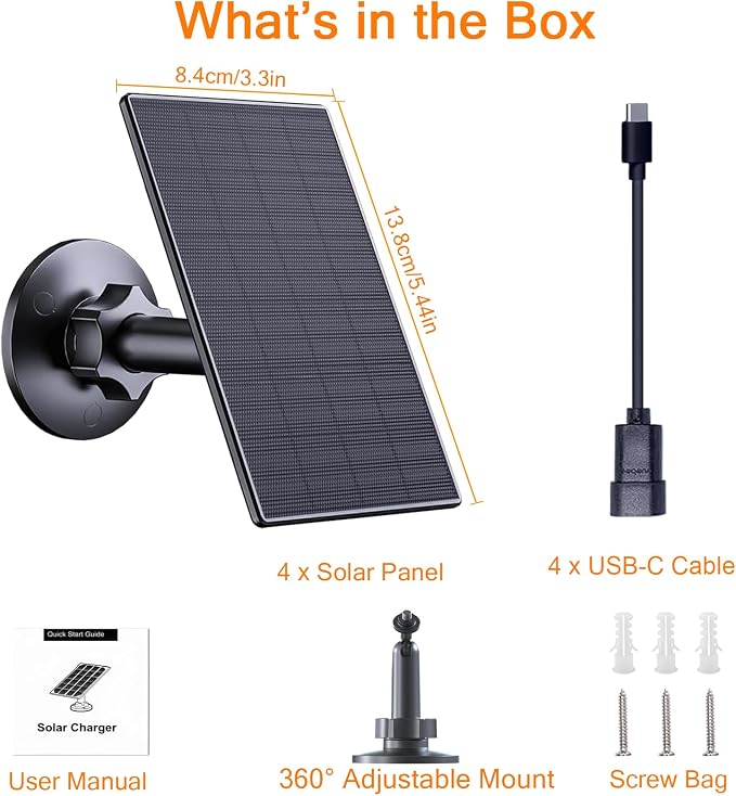 Zivif Solar Panel for Security Camera, 2W USB Solar Panel, Solar Charger - Image 6