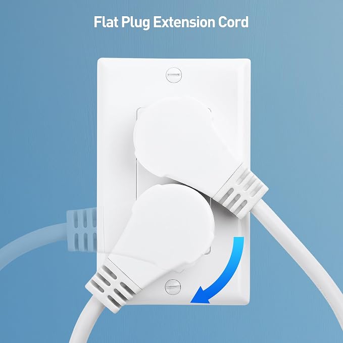 Cable Matters 2-Pack 16 AWG 360° Rotating Flat Plug Extension Cord - 6ft - Image 3