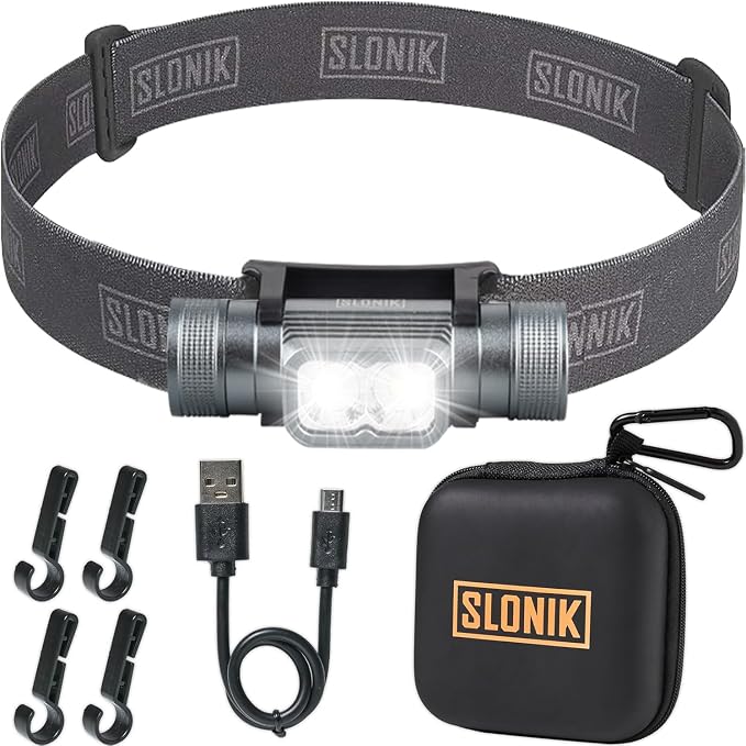 SLONIK Rechargeable Headlamp for Adults by SLONIK
