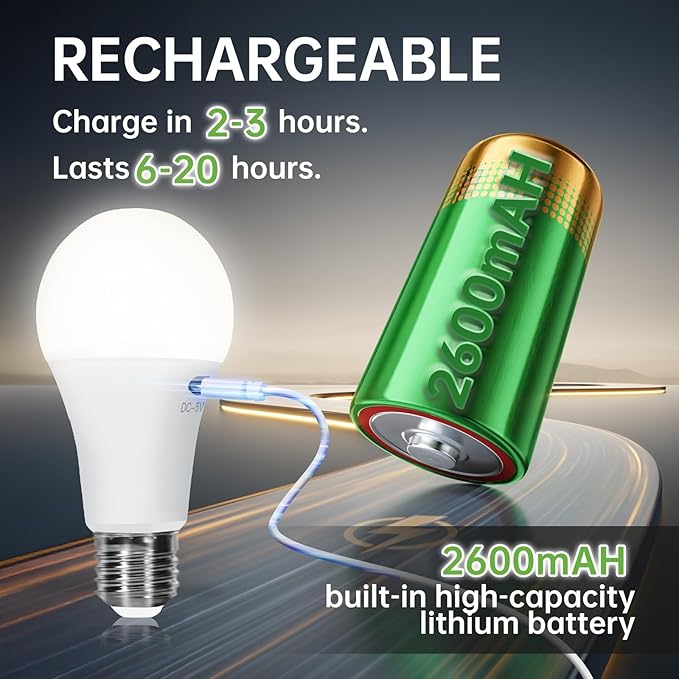 Kimjo 6 Pack Rechargeable Light Bulbs - Image 2
